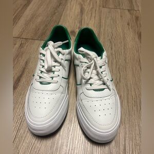 Reformation White and Green Sneakers Classic Lace-Up Design